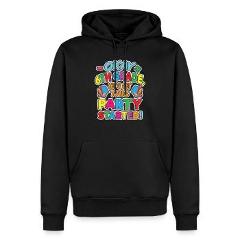 Ok 6ème année Get Party commencer la rentrée scolaire - Sweat à capuche Premium bio Homme - noir - Devant - Nico (187cm)