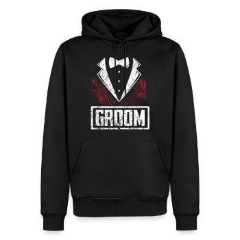 jeune marié - Sweat à capuche Premium bio Homme - noir - Devant - Nico (187cm)