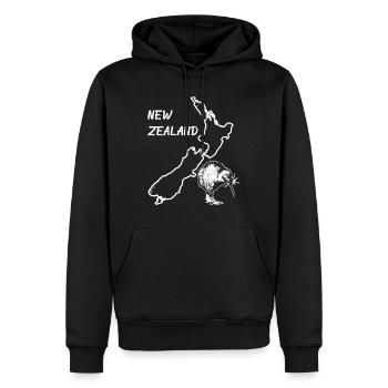 New Zealand Country Map And Kiwi Bird - Men’s Premium Organic Hoodie - black - Front - Nico (187cm)