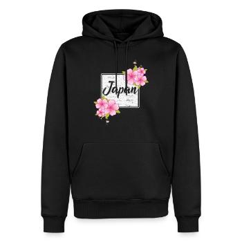 Fleurs de cerisier japonais Japon - Sweat à capuche Premium bio Homme - noir - Devant - Nico (187cm)