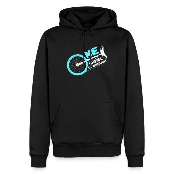Monocycle pilote typographie unicycles - Sweat à capuche Premium bio Homme - noir - Devant - Nico (187cm)
