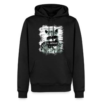Cadeau imprimé animal El Mapache - Sweat à capuche Premium bio Homme - noir - Devant - Nico (187cm)