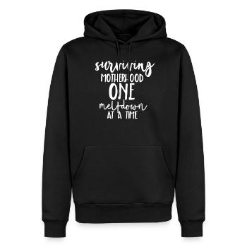 Mère maman respekt fatigué force humour cauchemar - Sweat à capuche Premium bio Homme - noir - Devant - Nico (187cm)