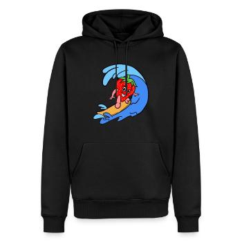 Sportliche Erdbeere - Männer Premium Bio Hoodie - Schwarz - Vorne - Nico (187cm)