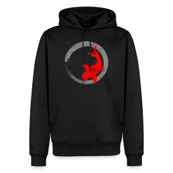 Carpe koi - Sweat à capuche Premium bio Homme - noir - Devant - Nico (187cm)
