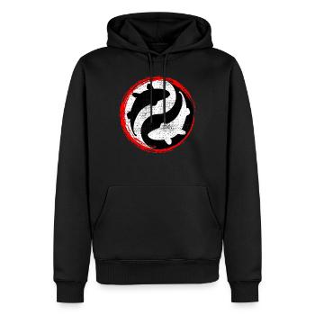 Koi Ying Yang - Männer Premium Bio Hoodie - Schwarz - Vorne - Nico (187cm)