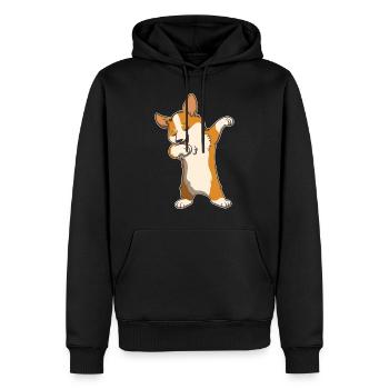 Welsh Corgi Hund Dabbing Dabbin Tanz Geschenk - Männer Premium Bio Hoodie - Schwarz - Vorne - Nico (187cm)