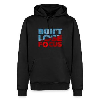 Photography focus - Men’s Premium Organic Hoodie - black - Front - Nico (187cm)