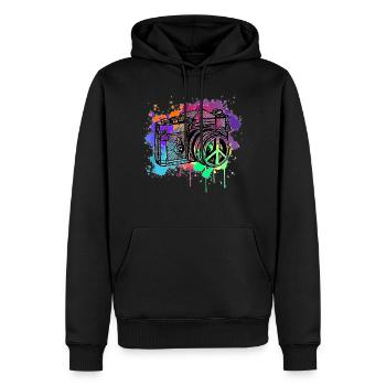 Kamera - Männer Premium Bio Hoodie - Schwarz - Vorne - Nico (187cm)