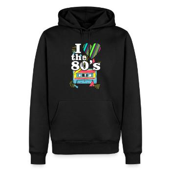 J'aime la chemise des années 80 - Vêtements des années 80 pour les enfants des années 80 - Sweat à capuche Premium bio Homme - noir - Devant - Nico (187cm)