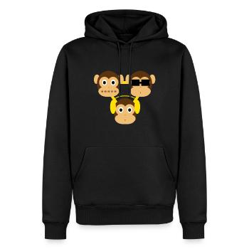 Drei Affen - einer blind, einer taub, einer stumm - Männer Premium Bio Hoodie - Schwarz - Vorne - Nico (187cm)