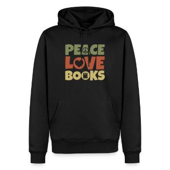 Friedensliebe Bücher - Männer Premium Bio Hoodie - Schwarz - Vorne - Nico (187cm)