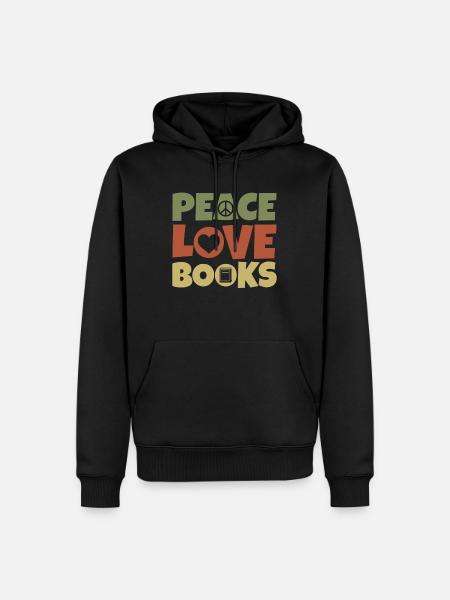 Friedensliebe Bücher - Männer Premium Bio Hoodie - Schwarz