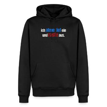 Ich atme tief ein und raste aus - Männer Premium Bio Hoodie - Schwarz - Vorne - Nico (187cm)