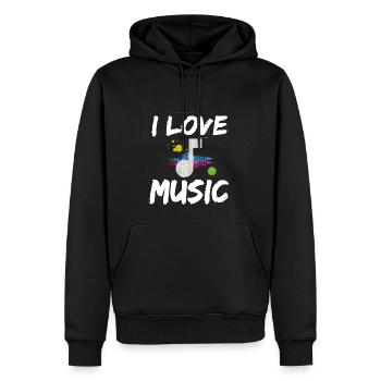 I Love Music I Musik Musiker Note Noten Charts - Männer Premium Bio Hoodie - Schwarz - Vorne - Nico (187cm)