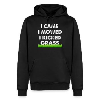 Ich kam ich gemäht ich trat Gras - Männer Premium Bio Hoodie - Schwarz - Vorne - Nico (187cm)