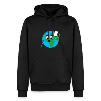 La terre transpire. Réchauffement climatique - Sweat à capuche Premium bio Homme - noir - Devant - Nico (187cm)