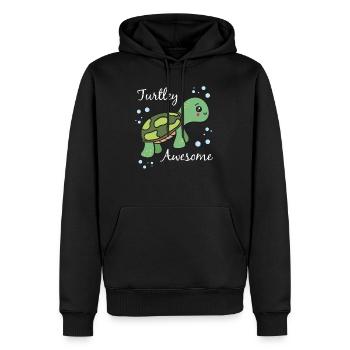 TURTLEY Funny tortue et cadeau tortue - Sweat à capuche Premium bio Homme - noir - Devant - Nico (187cm)