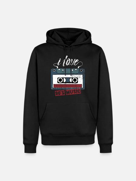 90s music retro - Männer Premium Bio Hoodie - Schwarz