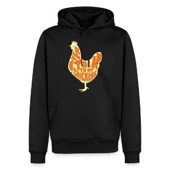 Je parle à mes poules t-shirts Aime les poules à la ferme - Sweat à capuche Premium bio Homme - noir - Devant - Nico (187cm)