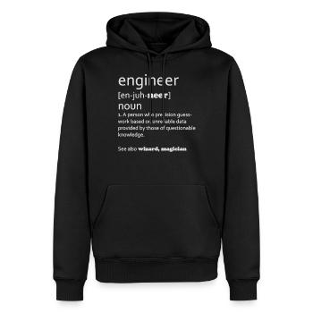 Description de l'ingénieur Darks - Sweat à capuche Premium bio Homme - noir - Devant - Nico (187cm)