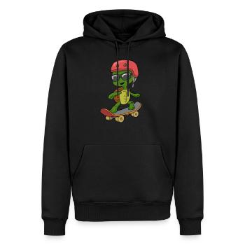 Tortoise Cool avec des lunettes de soleil sur le skateboard - Sweat à capuche Premium bio Homme - noir - Devant - Nico (187cm)