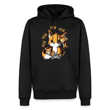 Pew Pew Elternteil | Lustiges, niedliches u. Nerdy Shirt - Männer Premium Bio Hoodie - Schwarz - Vorne - Nico (187cm)