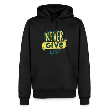 Niemals aufgeben Motivation Motto Tshirt Geschenk - Männer Premium Bio Hoodie - Schwarz - Vorne - Nico (187cm)