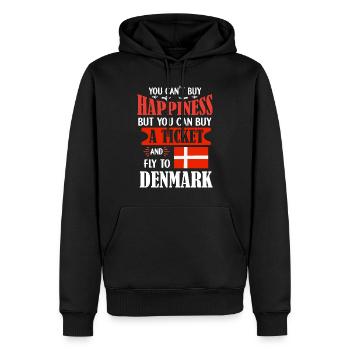 Danemark Billet d’avion T-shirt maison - Sweat à capuche Premium bio Homme - noir - Devant - Nico (187cm)