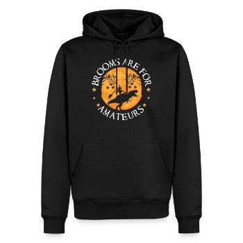 brooms are for amateurs Hexe auf T-Rex Halloween - Männer Premium Bio Hoodie - Schwarz - Vorne - Nico (187cm)