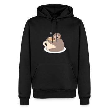Faultier süß Kaffee/Kakao Tasse Heiß Geschenkdee - Männer Premium Bio Hoodie - Schwarz - Vorne - Nico (187cm)