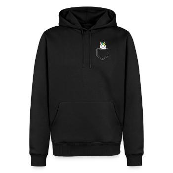 Einhorn zeigt Mittelfinger - Männer Premium Bio Hoodie - Schwarz - Vorne - Nico (187cm)