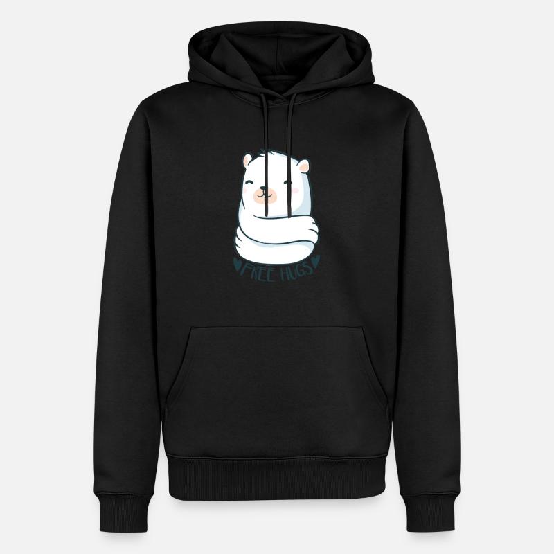 Cute bear Hugs Tshirt - Männer Premium Bio Hoodie - Schwarz