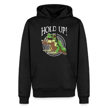 Frosch - Männer Premium Bio Hoodie - Schwarz - Vorne - Nico (187cm)