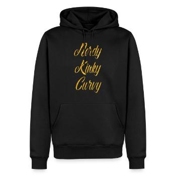 nerdy kinky curvy Freundin Mollig Übergewicht BBW - Männer Premium Bio Hoodie - Schwarz - Vorne - Nico (187cm)