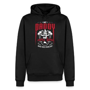 Feuerwehrmann Kind Vati sparen Leben Geschenk - Männer Premium Bio Hoodie - Schwarz - Vorne - Nico (187cm)