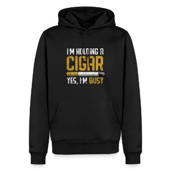 Gentleman Zigarre Rohr Rauch Verein Geschenk - Männer Premium Bio Hoodie - Schwarz - Vorne - Nico (187cm)
