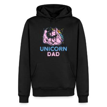 Cadeau de remise en forme papa Licorne Muscles Male Fun - Sweat à capuche Premium bio Homme - noir - Devant - Nico (187cm)