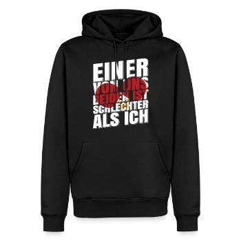 Un de nous deux Est moins bien que Je T-shirt - Sweat à capuche Premium bio Homme - noir - Devant - Nico (187cm)