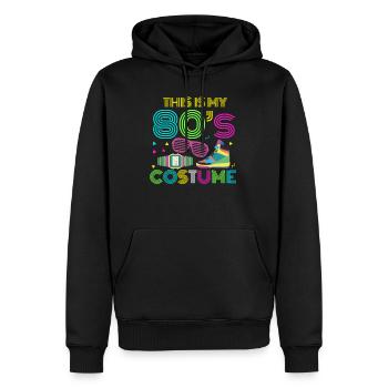 80er 80s Achtziger 1980 Kostüm Motto Geschenk - Männer Premium Bio Hoodie - Schwarz - Vorne - Nico (187cm)