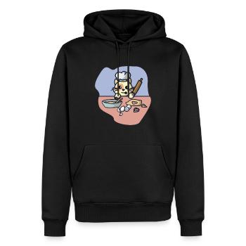 Faire cuire le chat tout en biscuit - Sweat à capuche Premium bio Homme - noir - Devant - Nico (187cm)