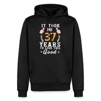 Il m'a fallu 37 ans pour être aussi beau - Sweat à capuche Premium bio Homme - noir - Devant - Nico (187cm)