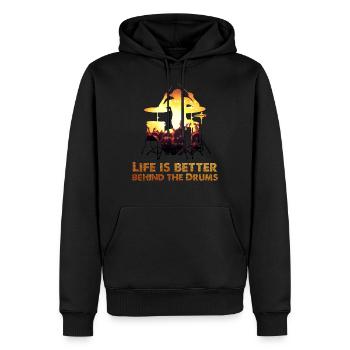 Batteur batteur batterie la vie est meilleure - Sweat à capuche Premium bio Homme - noir - Devant - Nico (187cm)