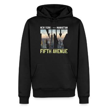 NEW YORK Big Apple City - Männer Premium Bio Hoodie - Schwarz - Vorne - Nico (187cm)