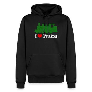 Zuege Eisenbahn Herz - Männer Premium Bio Hoodie - Schwarz - Vorne - Nico (187cm)