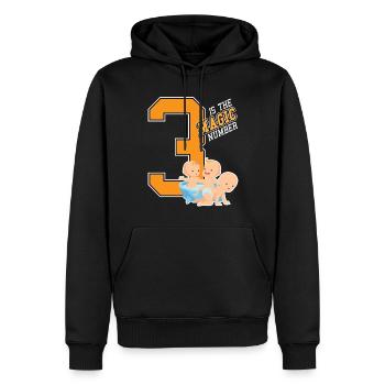 3. Schwangerschaftsmitteilung Geschenke - Männer Premium Bio Hoodie - Schwarz - Vorne - Nico (187cm)