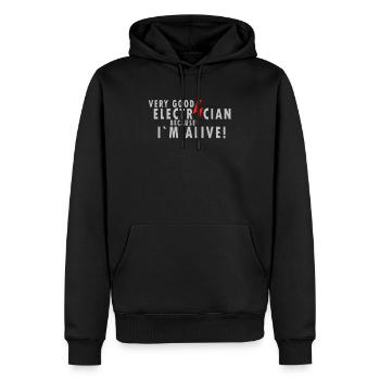 t-shirt électricien, bonne idée cadeau électricien - Sweat à capuche Premium bio Homme - noir - Devant - Nico (187cm)