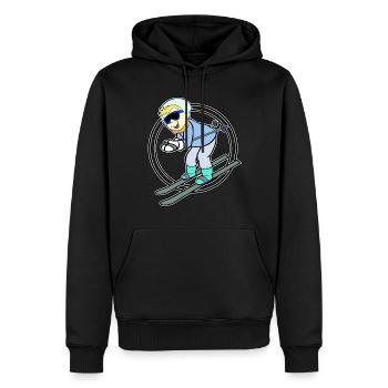 Skieur - Course - Tir - Sport - Sweat à capuche Premium bio Homme - noir - Devant - Nico (187cm)
