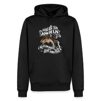 Né pour pêcher obligé de travailler - Sweat à capuche Premium bio Homme - noir - Devant - Nico (187cm)