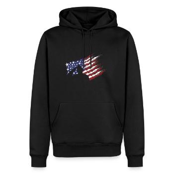 Jour férié - Saison - Sweat à capuche Premium bio Homme - noir - Devant - Nico (187cm)